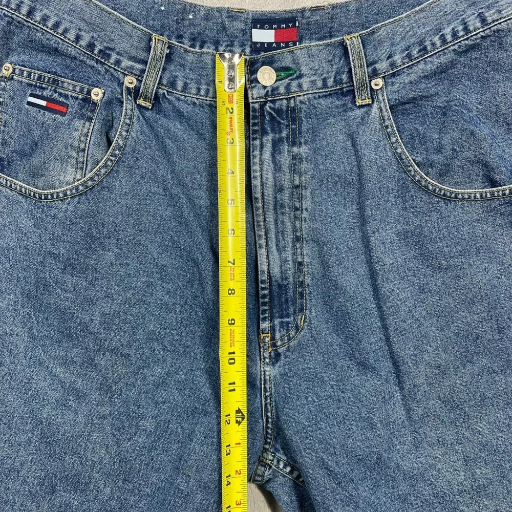 Tommy Hilfiger Jeans Vintage Mens 36(34)x32(30) Blue Denim Embroidered Logo Y2K